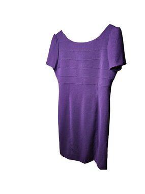 Tahari Arthur S. Levine Purple Sheath Dress Short Sleeves Size 10